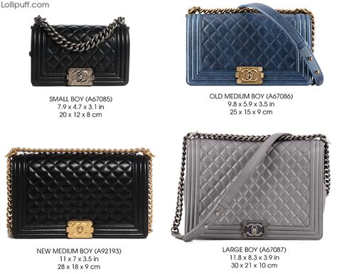 chanel boy bags sizes